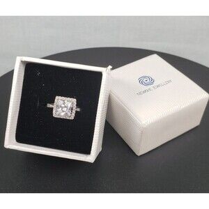 Newshe Jewelry Wedding Sterling Silver 925 Promise Ring Princess Cut CZ Size 7